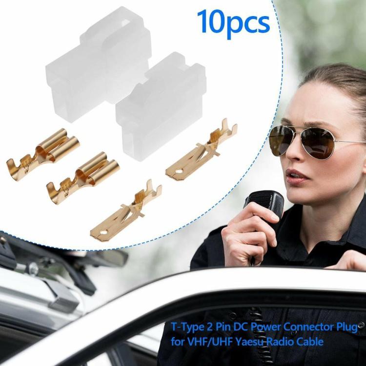 10 Sets T-Type 2 Pin DC Power Connector Plug for VHF/UHF Yaesu Radio Cable  |  Other Accessories & Parts Electronic Components & Supplies Other Accessories & Parts