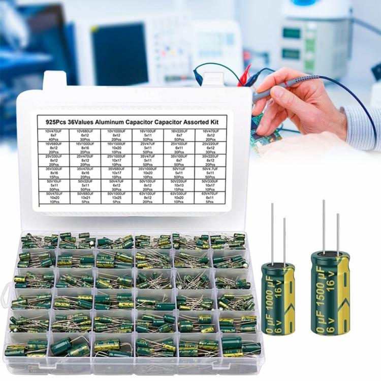 15/24/36 Values 225/460/925Pcs Aluminum Electrolytic Capacitors Assortment Kit  |  Electronic Components KIT Electronic Components & Supplies Electronic Components KIT