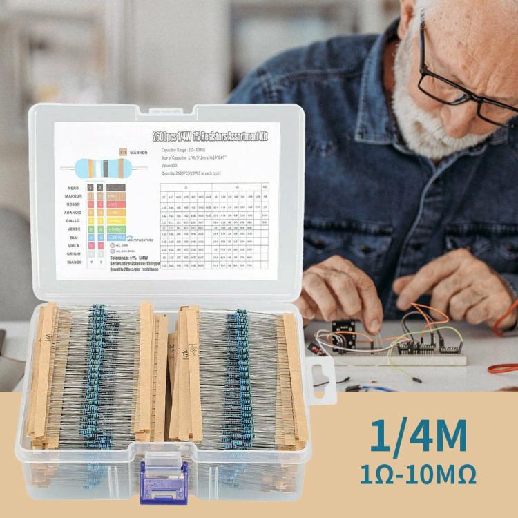 2600Pcs Metal Film Resistors 130 Values 1/4W 0.25W Full Range Resistor Universal  |  Electronic Components KIT Electronic Components & Supplies Electronic Components KIT