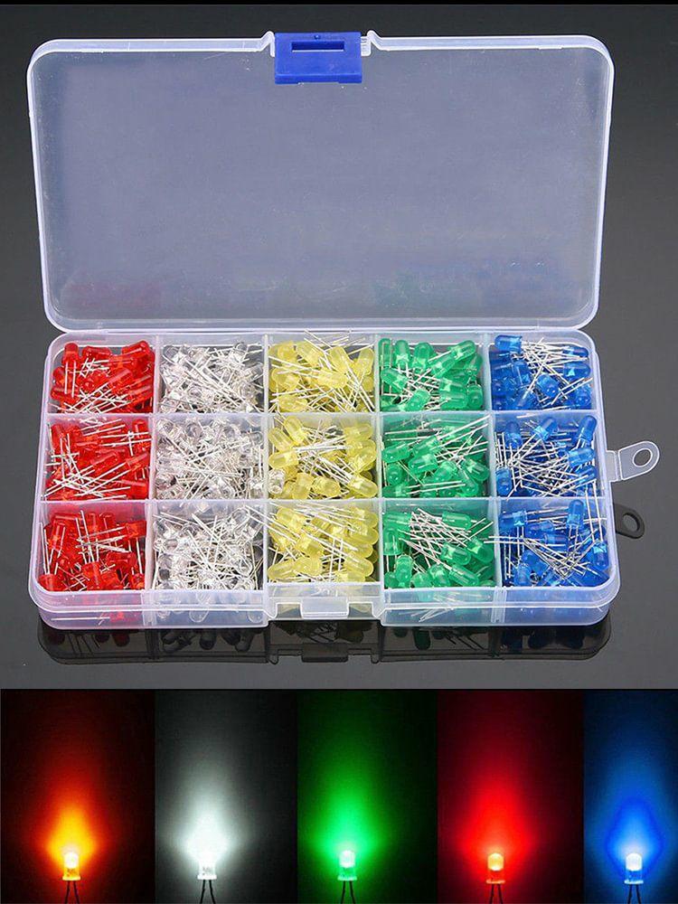 500Pcs LED Light-Emitting Diode 100Pcs/Color 5MM Light Emitting Diode Assortment  |  Electronic Components KIT Electronic Components & Supplies Electronic Components KIT