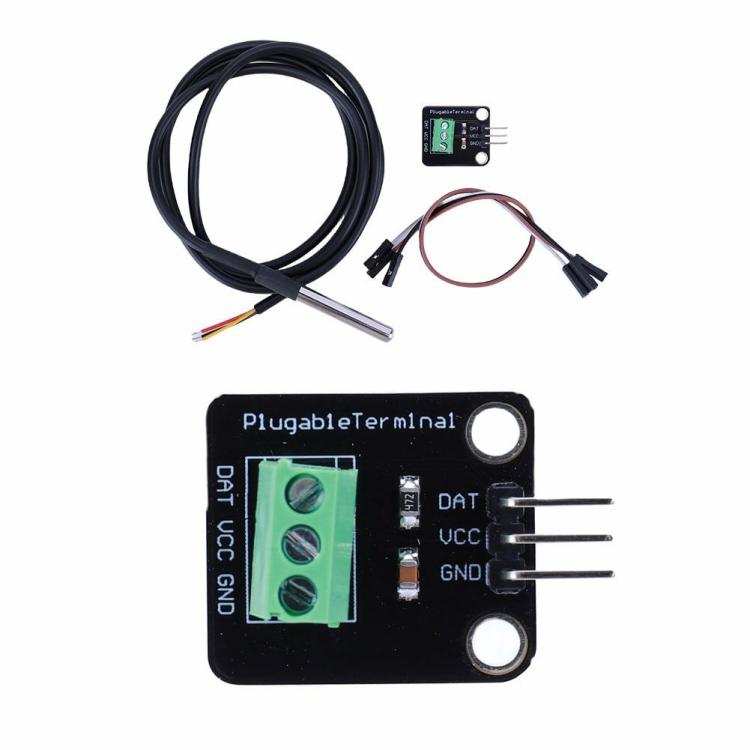 DS18B20 Temperature Sensor Board with Waterproof Probe Plugable Terminal Adapter  |  Sensor Series Electronic Components & Supplies Sensor Series